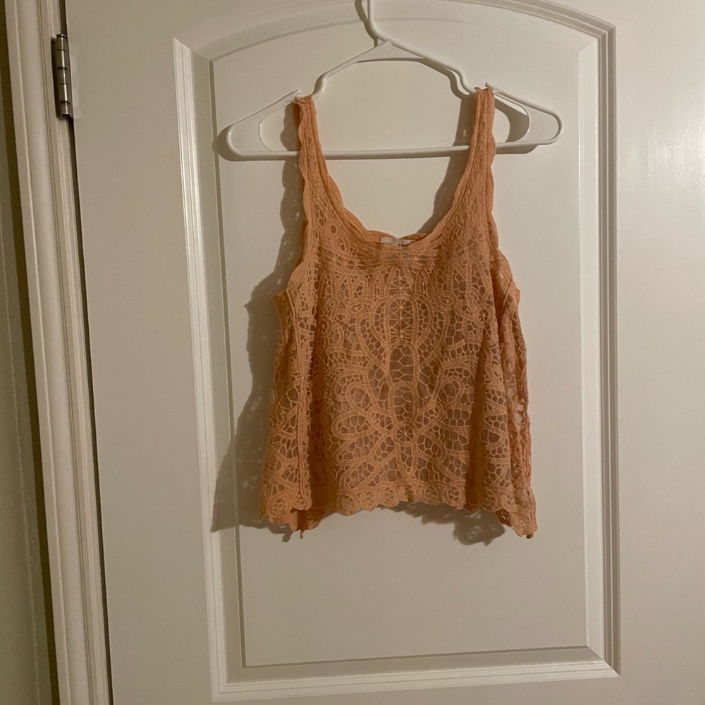 Coco + Jaimeson | Orange Sleeveless Lace Blouse